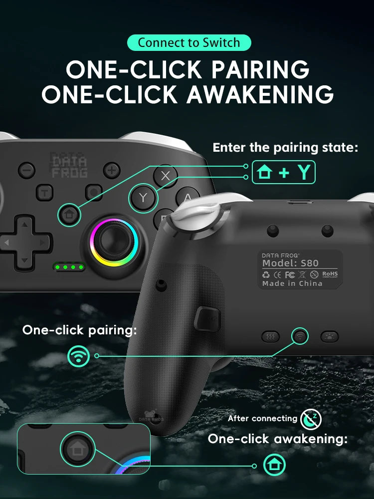 DATA FROG Wireless Switch Pro Controller for Switch/Switch OLED Programmable Joystick for PC Gamepad for Switch 2