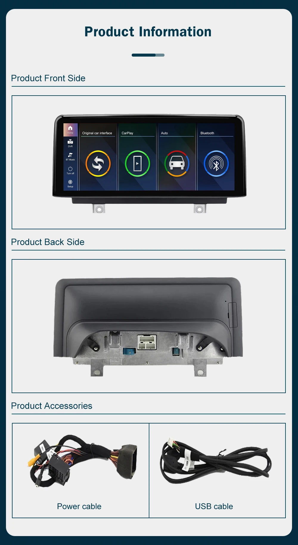 10.25'12.3' Wireless CarPlay Android Auto Multimedia Display Screen For BMW 1 2 3 4 Series F20 F21 F22 F30 F31 F32 F33