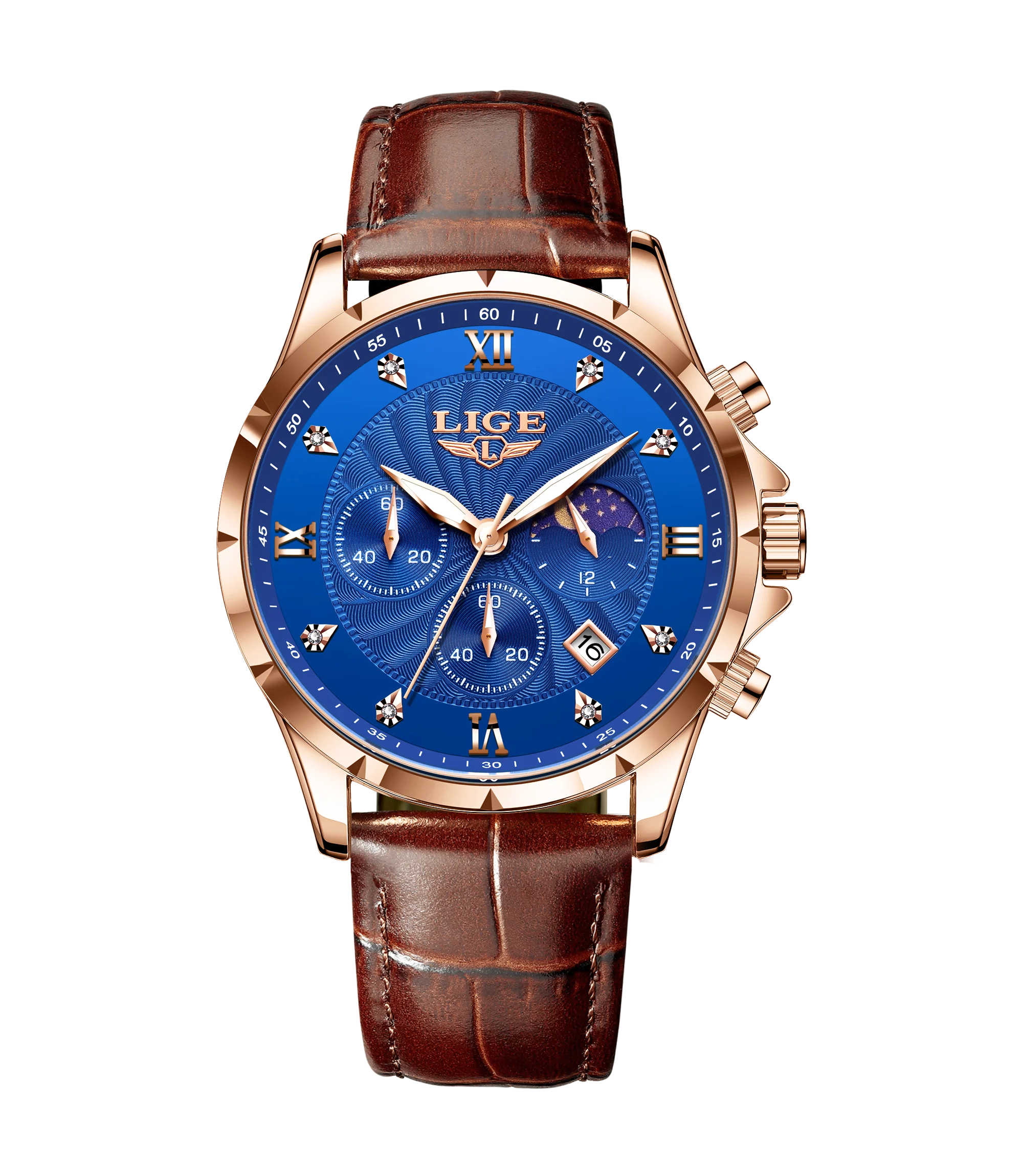 LIGE Fashion Mens Watches Top Brand Luxury Business Quartz Man Wristwatch Luminous Chronograph Leather Watch for Men+Box