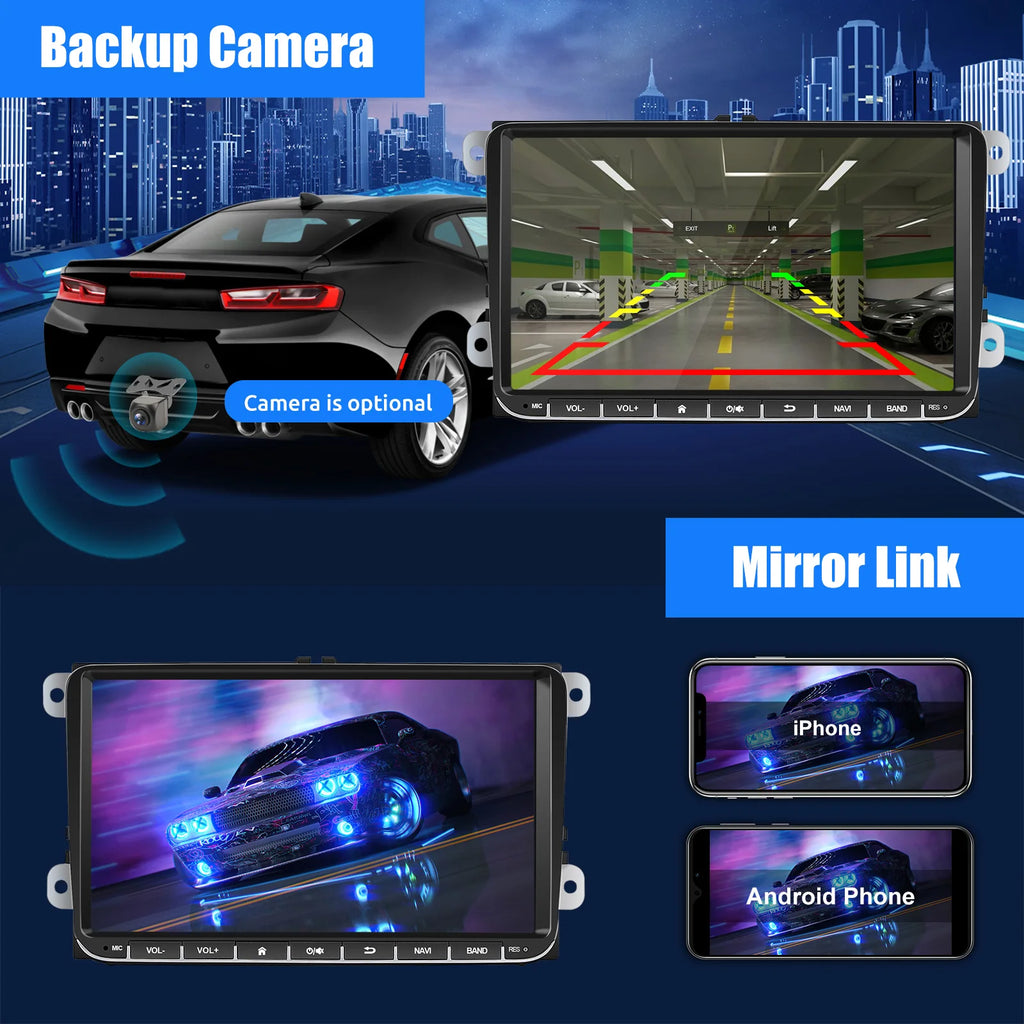 ESSGOO 9" Android 14 4G+64G Apple Carplay Car Stereo GPS NAVI WIFI RDS FM BT for VW Golf 5 6 Passat Polo Touran Tiguan Caddy EOS