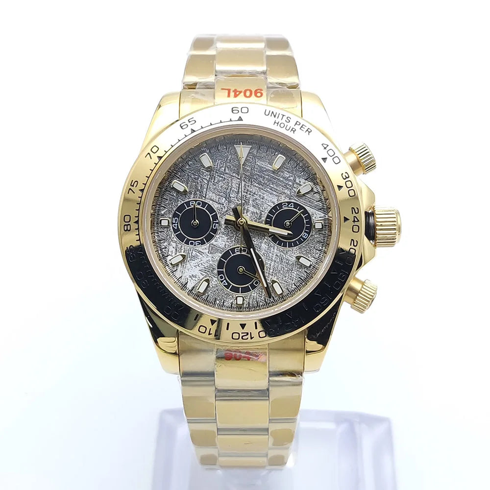 Luxury Men's Watch 2025 New Design Luxury Quartz 5ATM Water Resistant Sport Chronograph AR Sapphire VK63 Watches 4 Colors