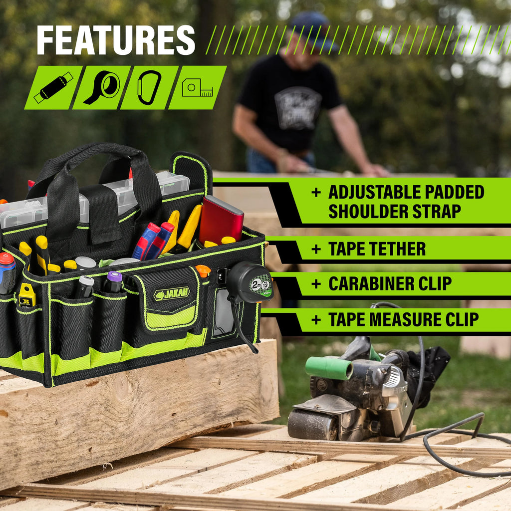 40-POCKETS Tool Tote, Tool Bag Organizer, Electrician Tool Bag, HVAC Tool Bag, Tool Caddy, Tool Bags for Electricians