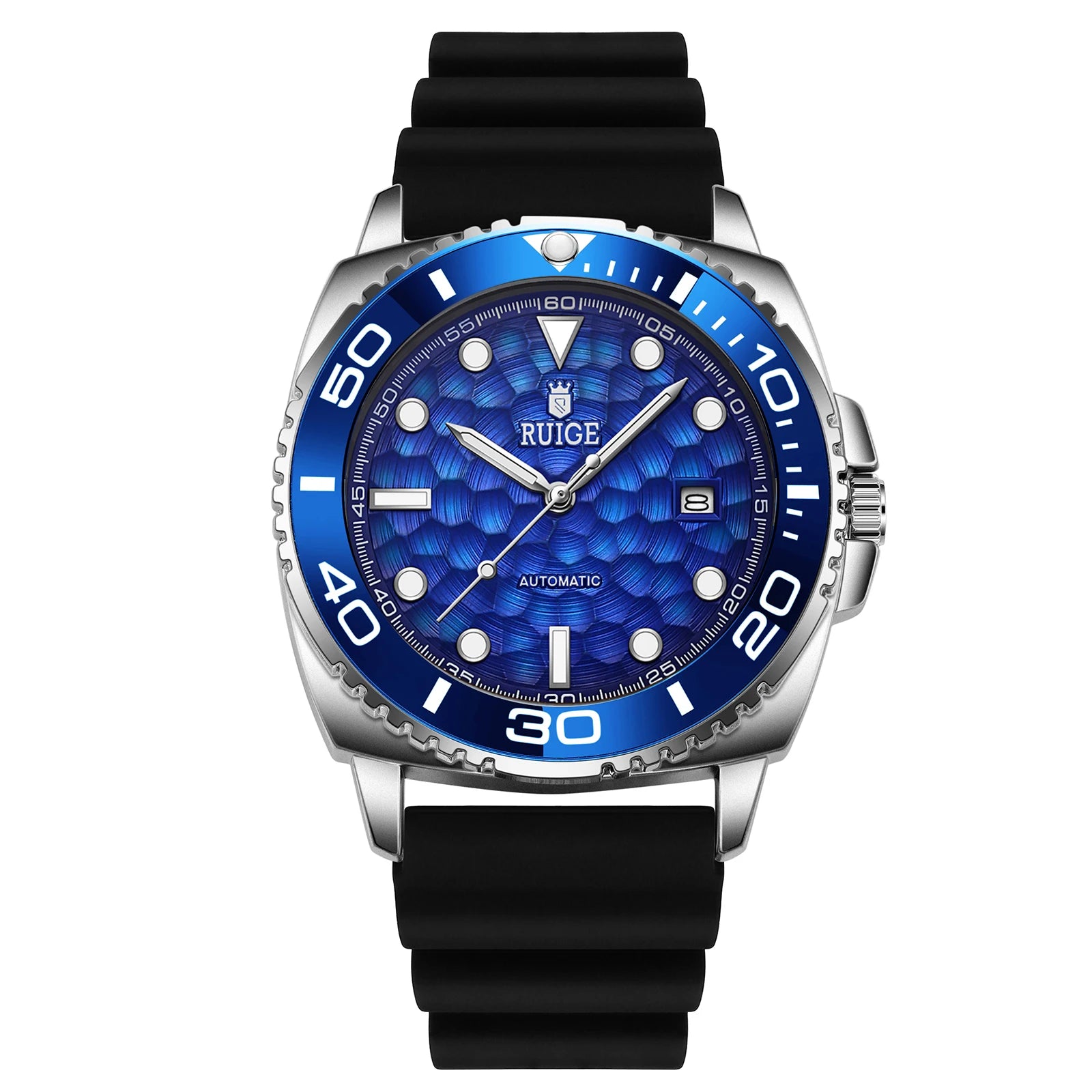 Luxury Automatic Mechanical Men's Watch - Blue Ocean Design, Transparent Skeletonized Dial - Elegantly Business-Fashionable Time