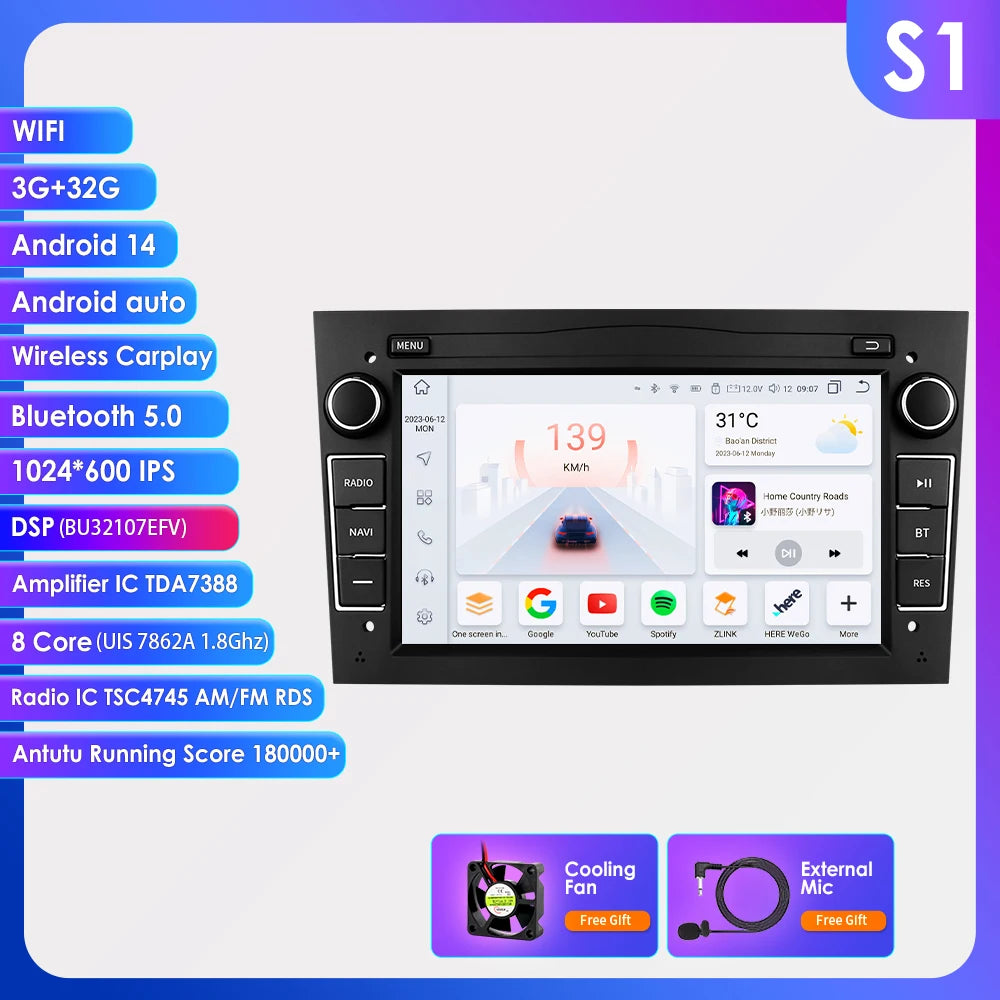HIZPO 2Din 7inch Android Car Radio for Opel Astra H G J Zafira B Corsa C D Antara Vectra Vivaro GPS RDS DSP 4G CarPlay Autoradio
