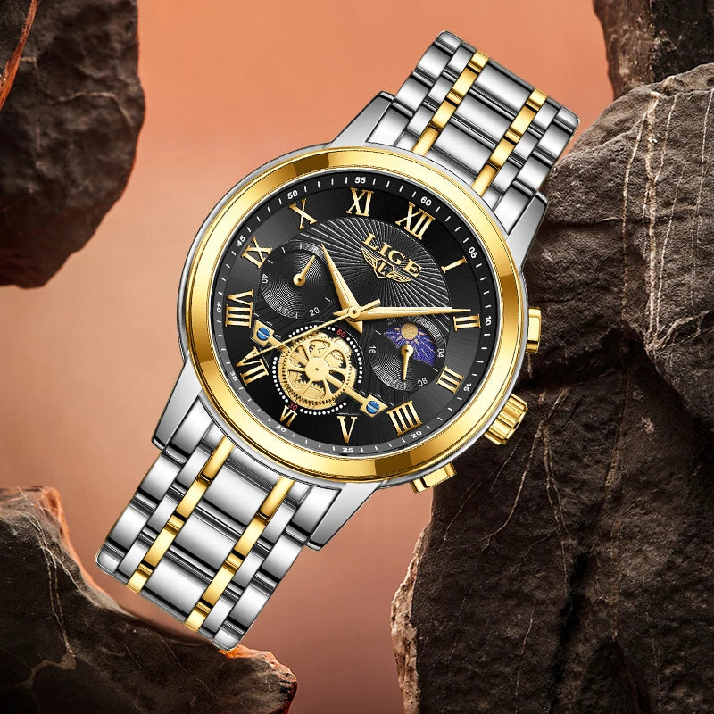 LIGE 2025 New Luxury Men Quartz Watch Waterproof Luminous Date Week Quartz Men's Watches High Quality Casual Montre Homme +Bpx