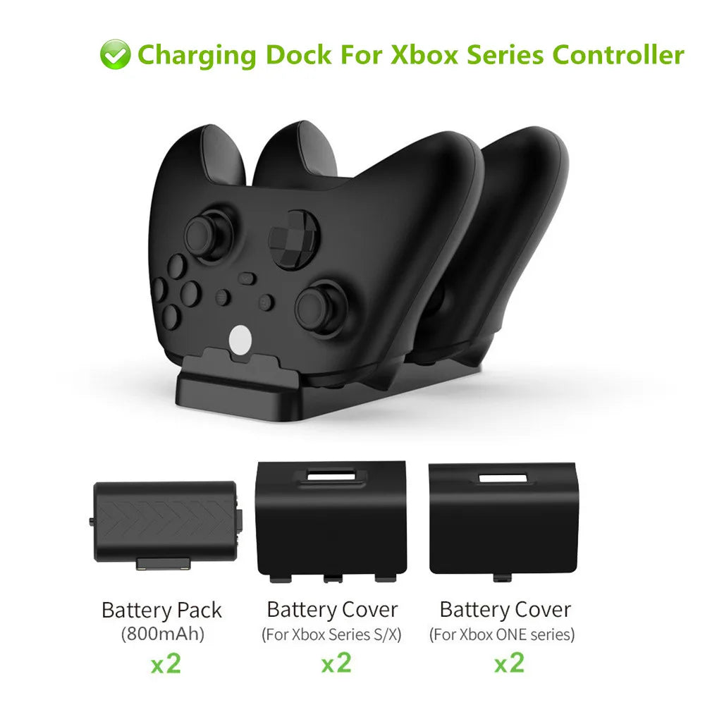Dual Charging Dock For Xbox Series X/S Wireless Controller 800mAh Battery Pack For Xbox One S/X Game Accessories
