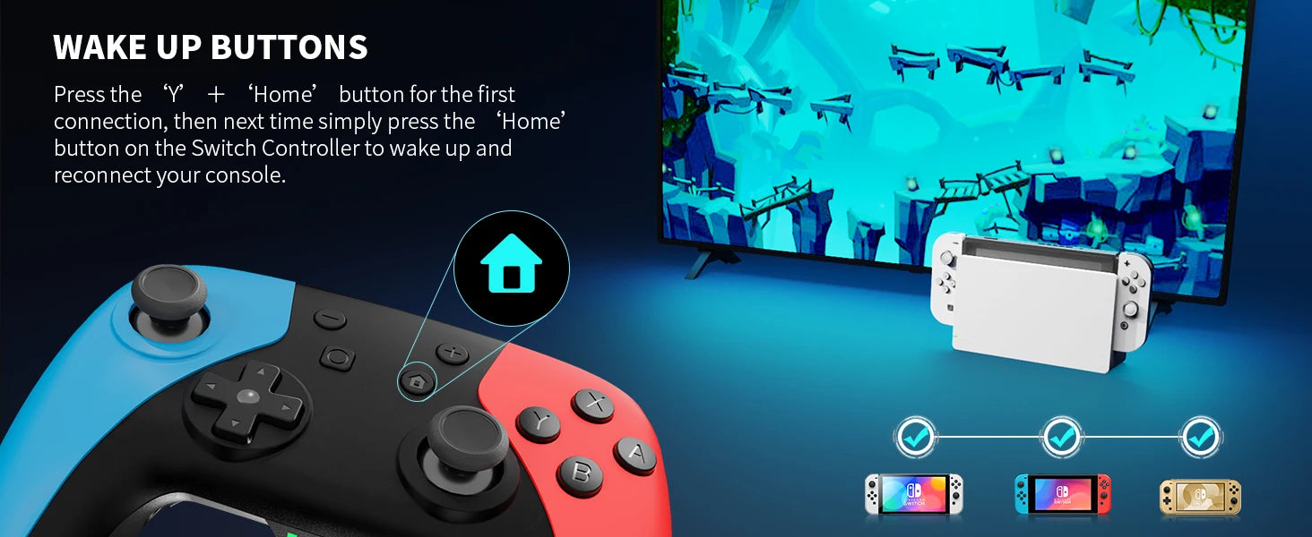 AceGamer Wireless Controller for Switch/Lite/OLED/PC Hall Effect Joystick for Switch 2 with Wake-Up/Turbo/Vibration/Programmable