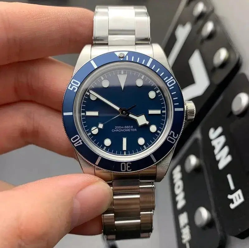 Luxury  New Men Watch Automatic Mechanical Movement Black Blue Ceramic Bezel Stainless Steel Bracelet 42mm Sapphire Glass Heavy