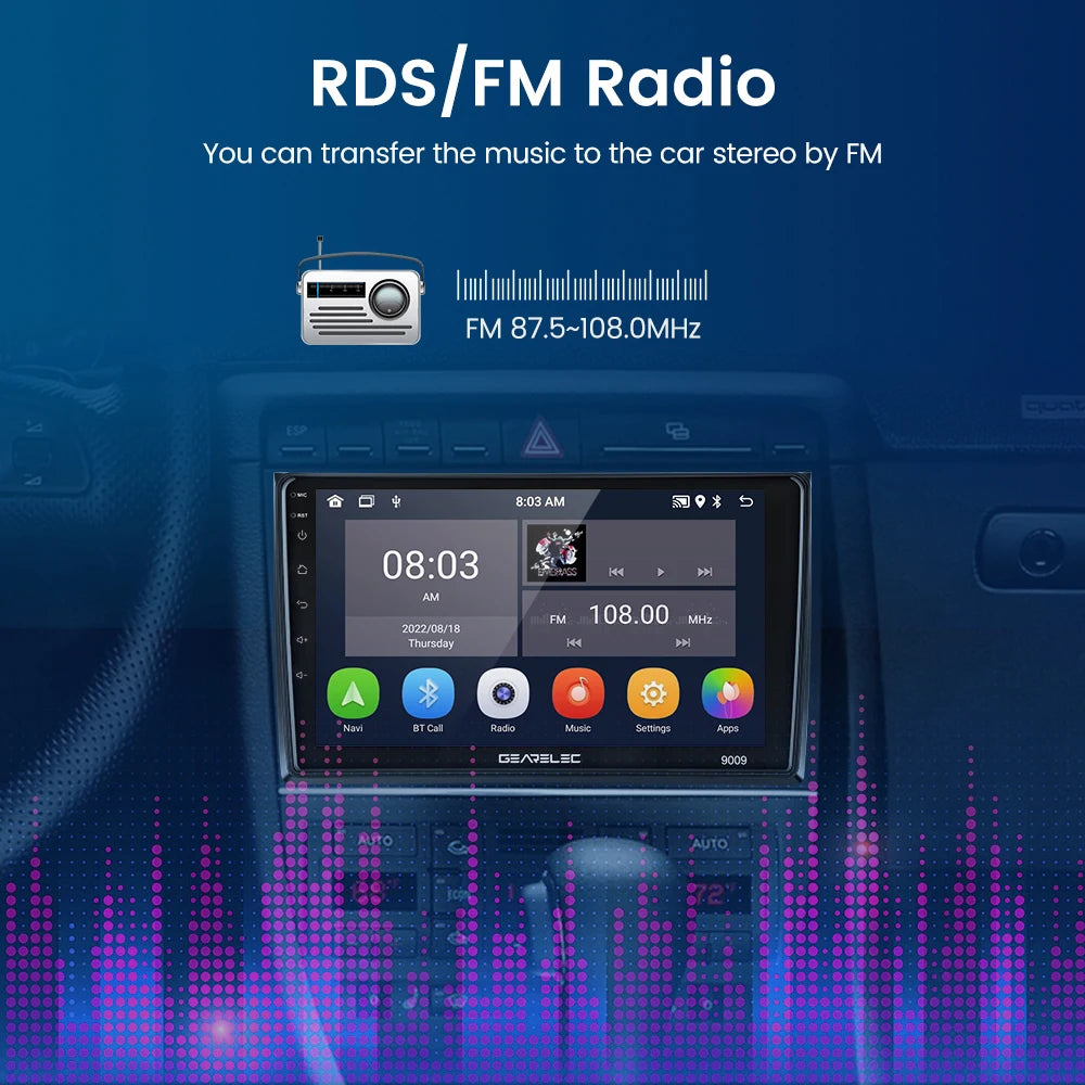 Universal 7"/9"/10" Car Radio Android 13 Wireless CarPlay Android Auto multimedia player WiFi GPS Navi RDS USB 2 Din Car Stereo