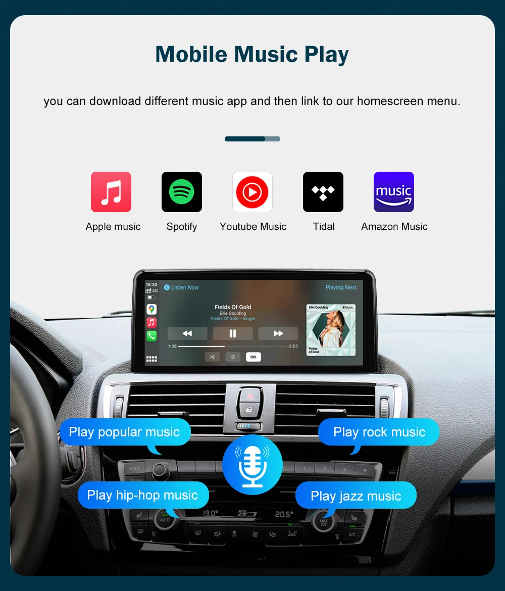 10.25'12.3' Wireless CarPlay Android Auto Multimedia Display Screen For BMW 1 2 3 4 Series F20 F21 F22 F30 F31 F32 F33