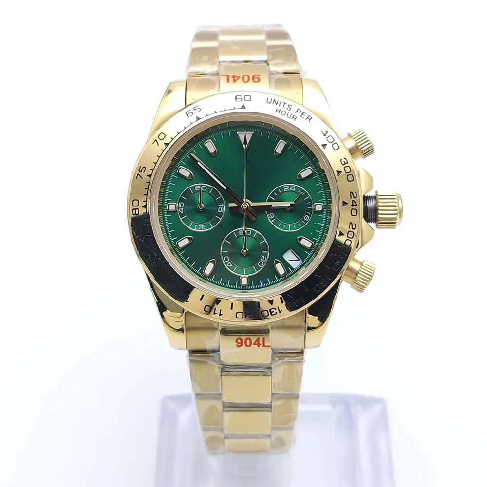 Luxury Men's Watch 2025 New Design Luxury Quartz 5ATM Water Resistant Sport Chronograph AR Sapphire VK63 Watches 4 Colors