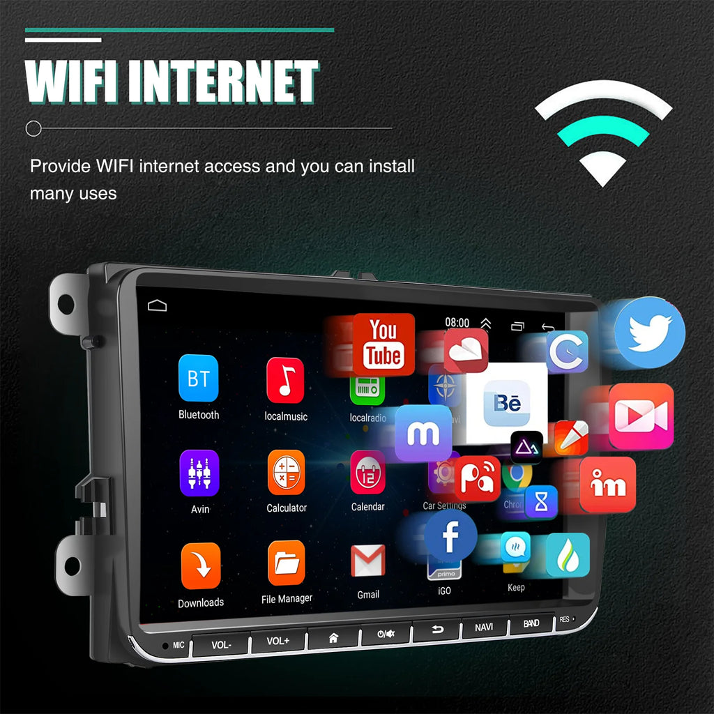 ESSGOO 9" Android 14 4G+64G Apple Carplay Car Stereo GPS NAVI WIFI RDS FM BT for VW Golf 5 6 Passat Polo Touran Tiguan Caddy EOS