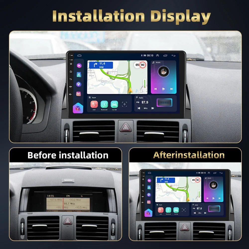 Podofo 2Din 9 ''Car Radio For Mercedes-Benz C-Class W204 S204 2007-2010 Multimedia Player GPS Carplay Android Car DSP BT RDS