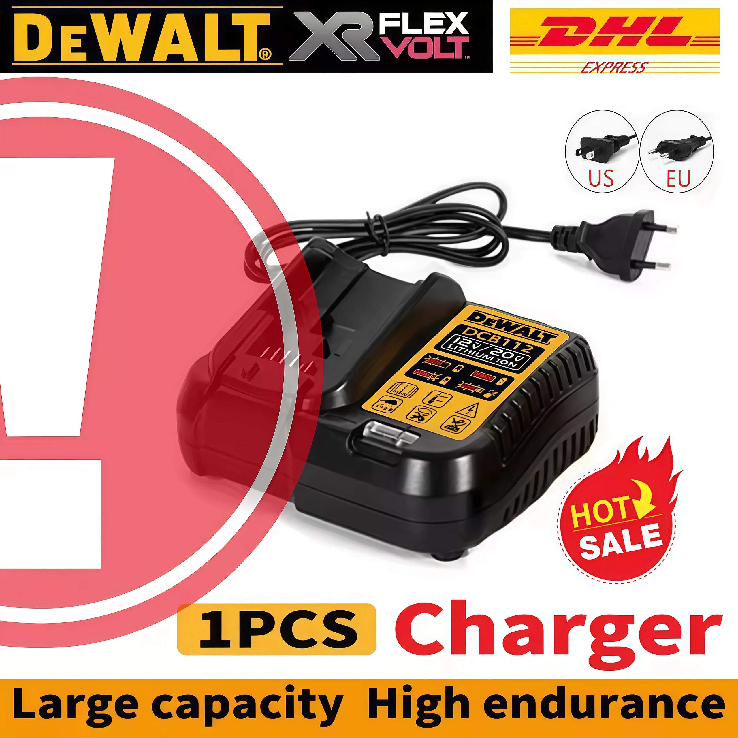 100% DeWALT Original Battery 20V/5Ah 6Ah MAX FlexVolt for DCB606 DCB205 DCB206 DCB209 DCB182 DCF512 Power Tool with Charger