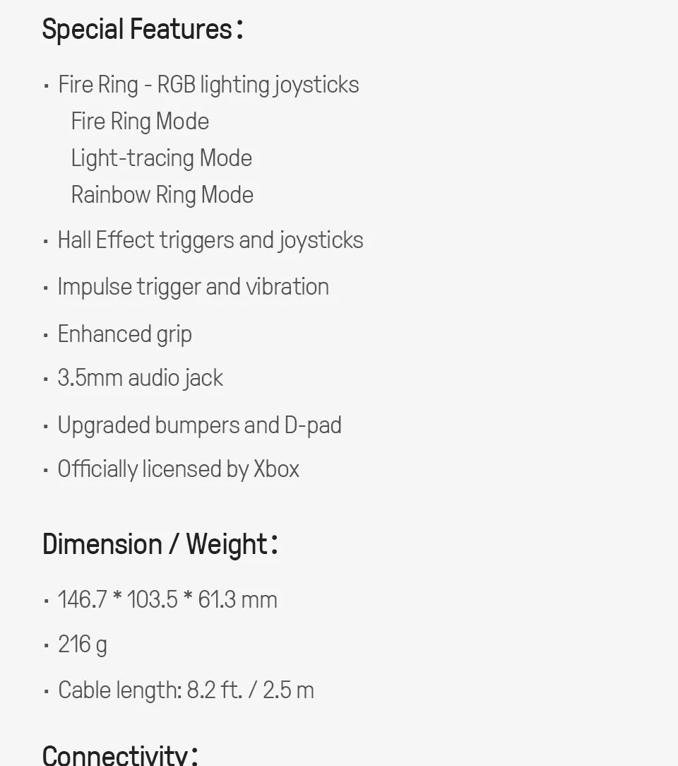 8BitDo Ultimate C Wired Gaming Controller for Xbox, RGB Lighting Fire Ring and Hall Effect Joysticks, Windows 10/11