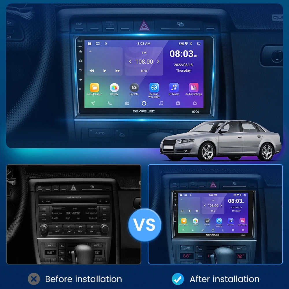 Universal 7"/9"/10" Car Radio Android 13 Wireless CarPlay Android Auto multimedia player WiFi GPS Navi RDS USB 2 Din Car Stereo