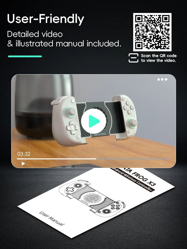 DATA FROG X3 Wireless Game Controller for Android/Switch/PC Gamepad Joystick for Multiplayer Shooting Action Games