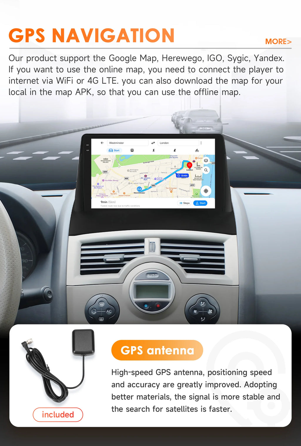 Hizpo Car Intelligent Systems Smart Radio for Renault Megane 2 2002-2009 GPS Wireless CarPlay Android Auto Autoradio 6115 8+128G