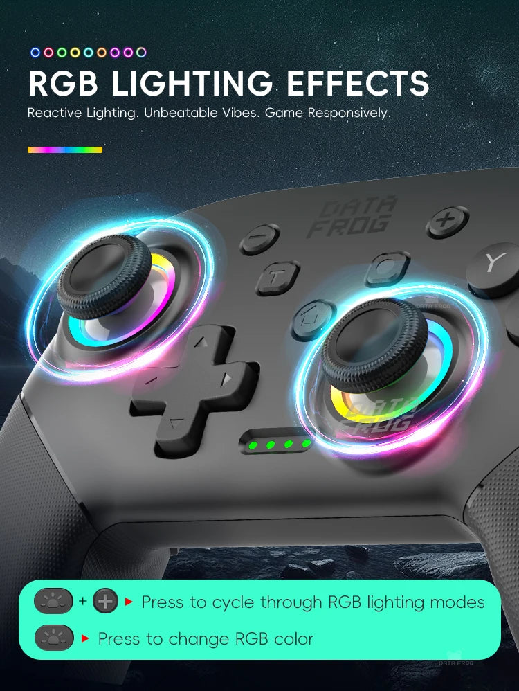 DATA FROG Wireless Switch Pro Controller for Switch/Switch OLED Programmable Joystick for PC Gamepad for Switch 2