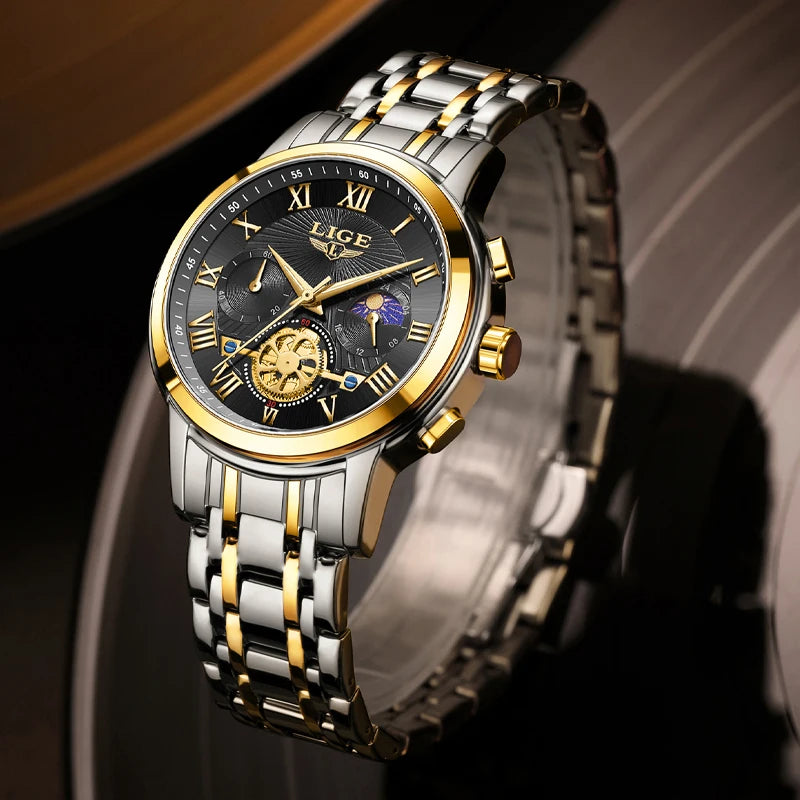 LIGE 2025 New Luxury Men Quartz Watch Waterproof Luminous Date Week Quartz Men's Watches High Quality Casual Montre Homme +Bpx