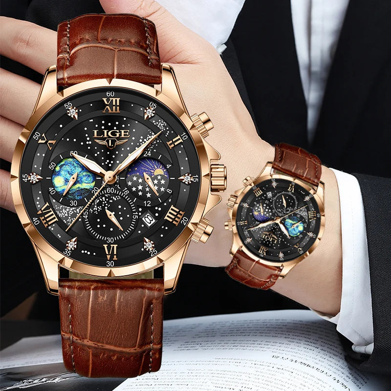 LIGE New Mens Watches Luxury 30M Waterproof Men Quartz Wristwatches Luminous Sport Military Chronograph Man Watch Montres Hommes