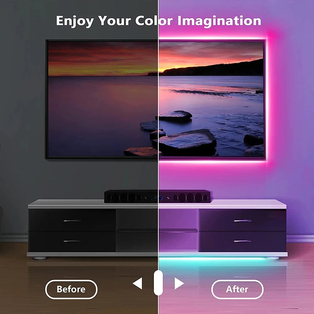 Bluetooth LED Lights Strip 5050 Smart APP Remote Control Flexible Diode Lamp RGB Tape Backlights Game Room Christmas Decoration