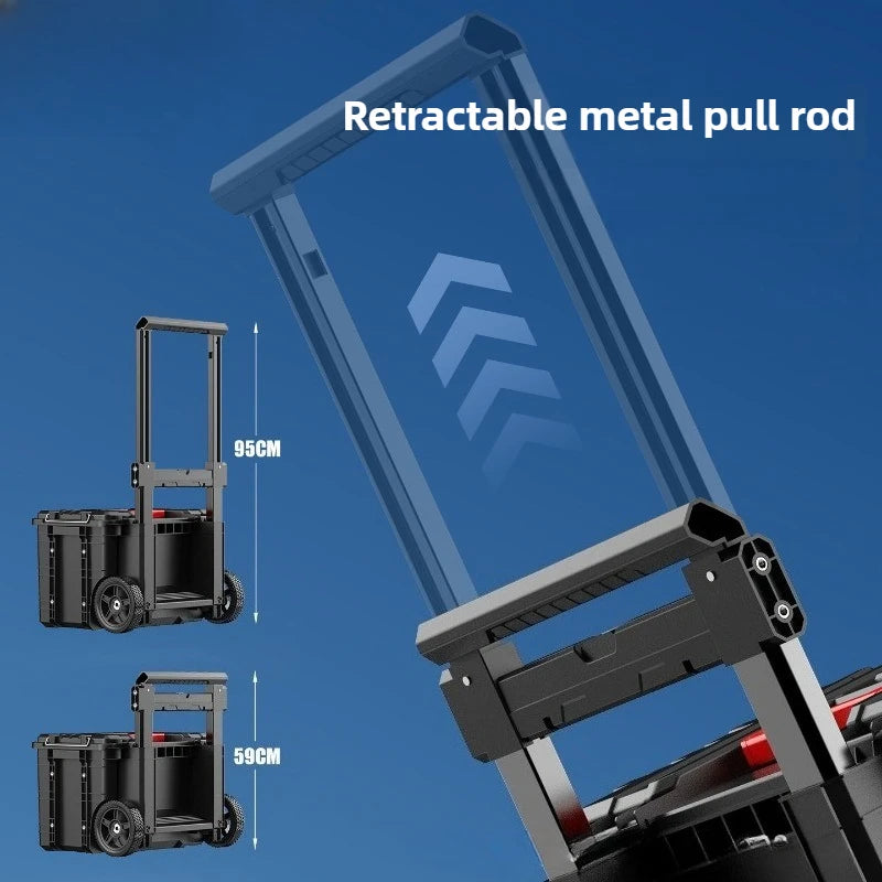 Trolley Stacking Toolbox Labor-saving Combined Tools Case Heavy Duty Large Capacity Storage Box Set Tools Organizer with Wheels