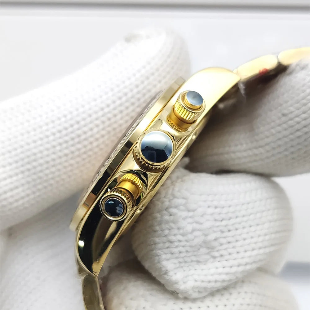 Luxury Men's Watch 2025 New Design Luxury Quartz 5ATM Water Resistant Sport Chronograph AR Sapphire VK63 Watches 4 Colors