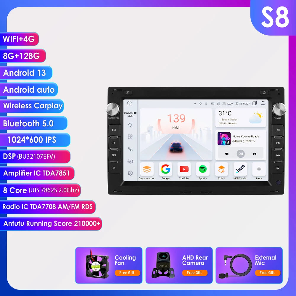 Hizpo 7inch Car Radio for VW Golf 4 Passat POLO Transport T5 Multivan Seat Jetta Car Multimedia GPS 2din Autoradio Carplay 7862