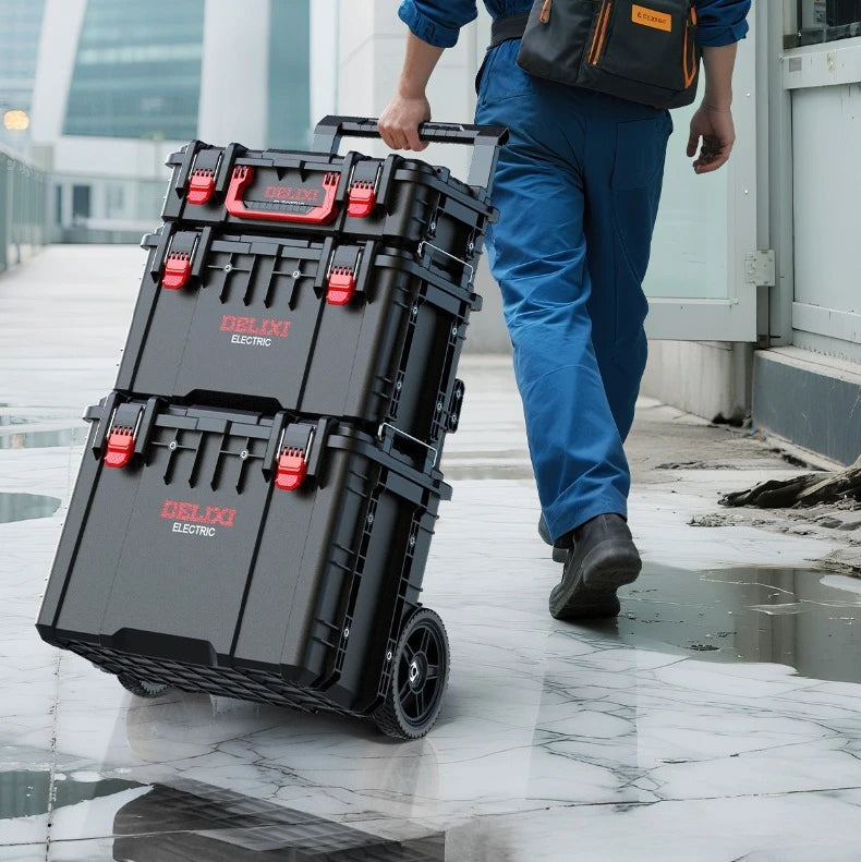 Trolley Stacking Toolbox Labor-saving Combined Tools Case Heavy Duty Large Capacity Storage Box Set Tools Organizer with Wheels