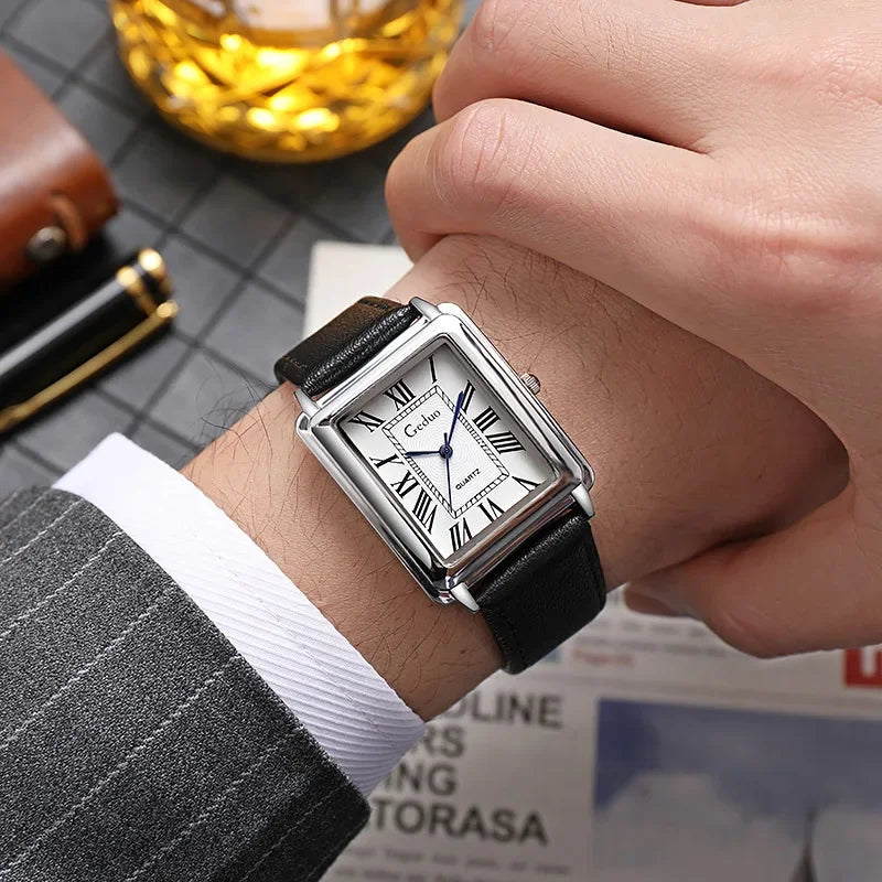 Luxury Leather Watch Fashion Dress Lady Man Wristwatch Square Montre Unisex Male Gifts Casual clock Quartz Wristwatches relojes
