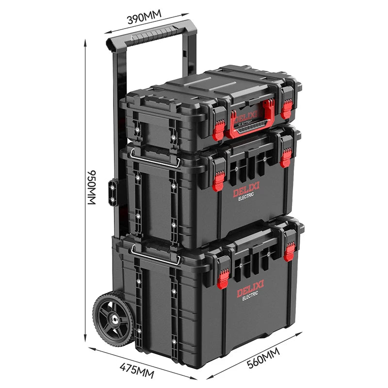 Trolley Stacking Toolbox Labor-saving Combined Tools Case Heavy Duty Large Capacity Storage Box Set Tools Organizer with Wheels